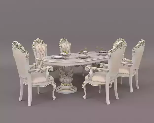 Classic European style Dining Table and Chairs 24