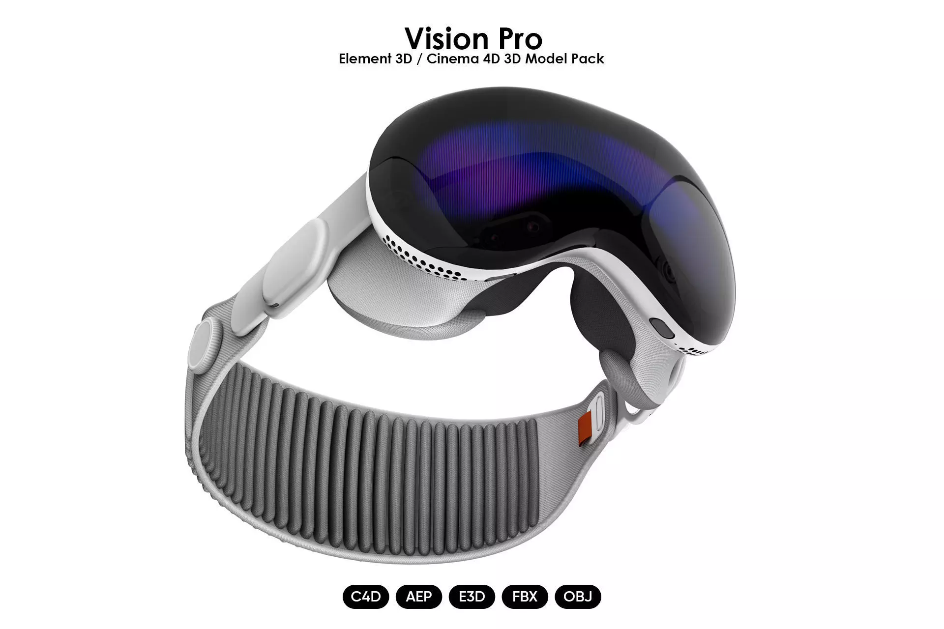 Apple Vision Pro 3D Model for Element 3D and Cinema 4D 3D model_0