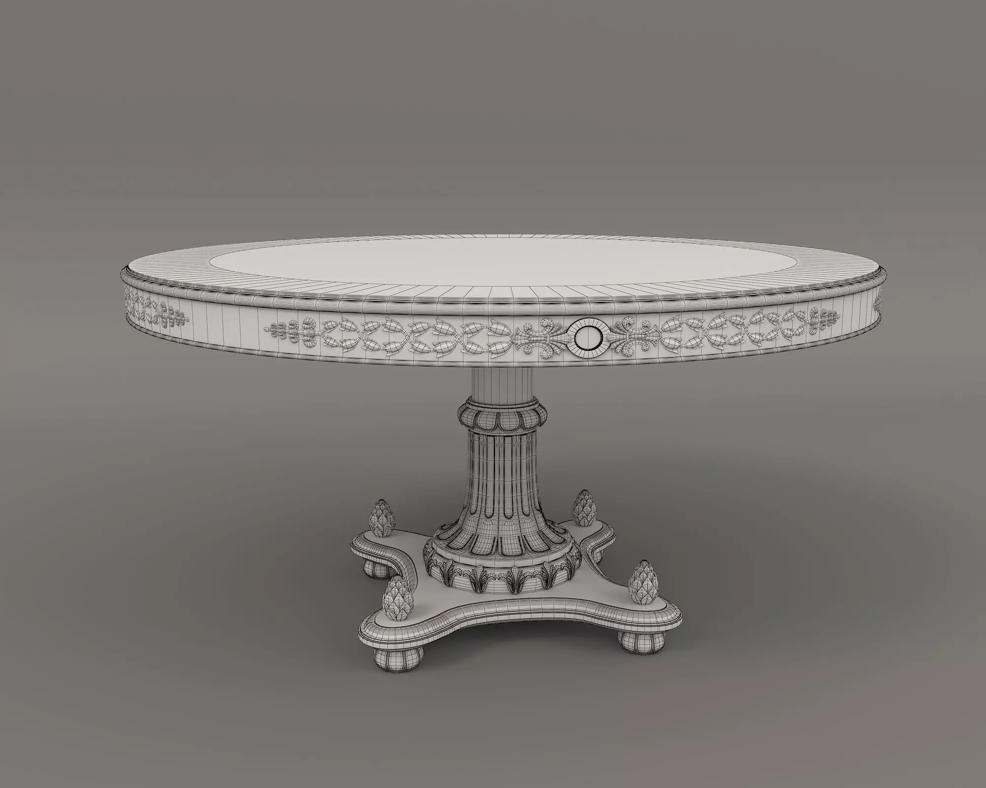 Classic European style Dining Table and Chairs 25 3D model_11