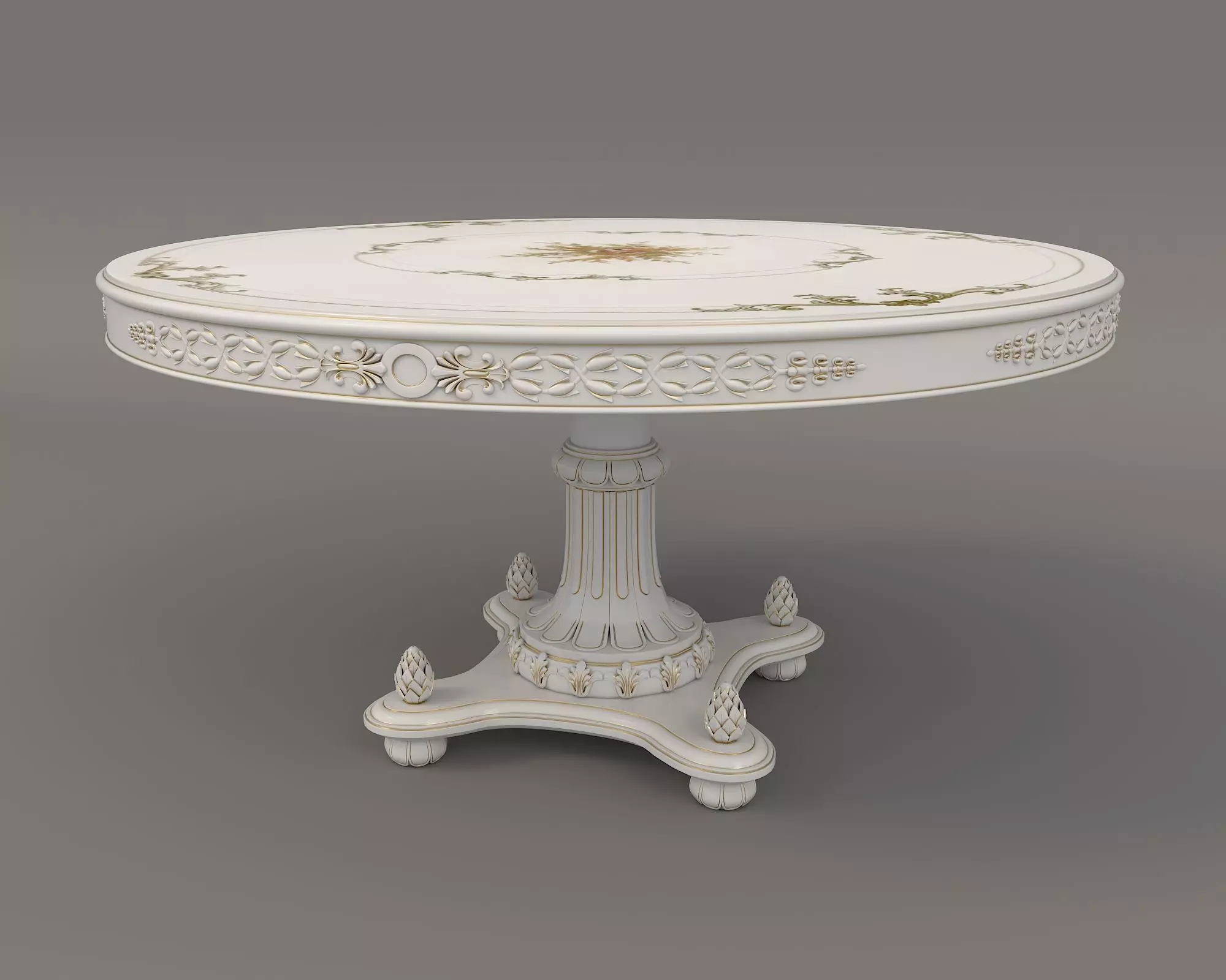 Classic European style Dining Table and Chairs 25 3D model_6