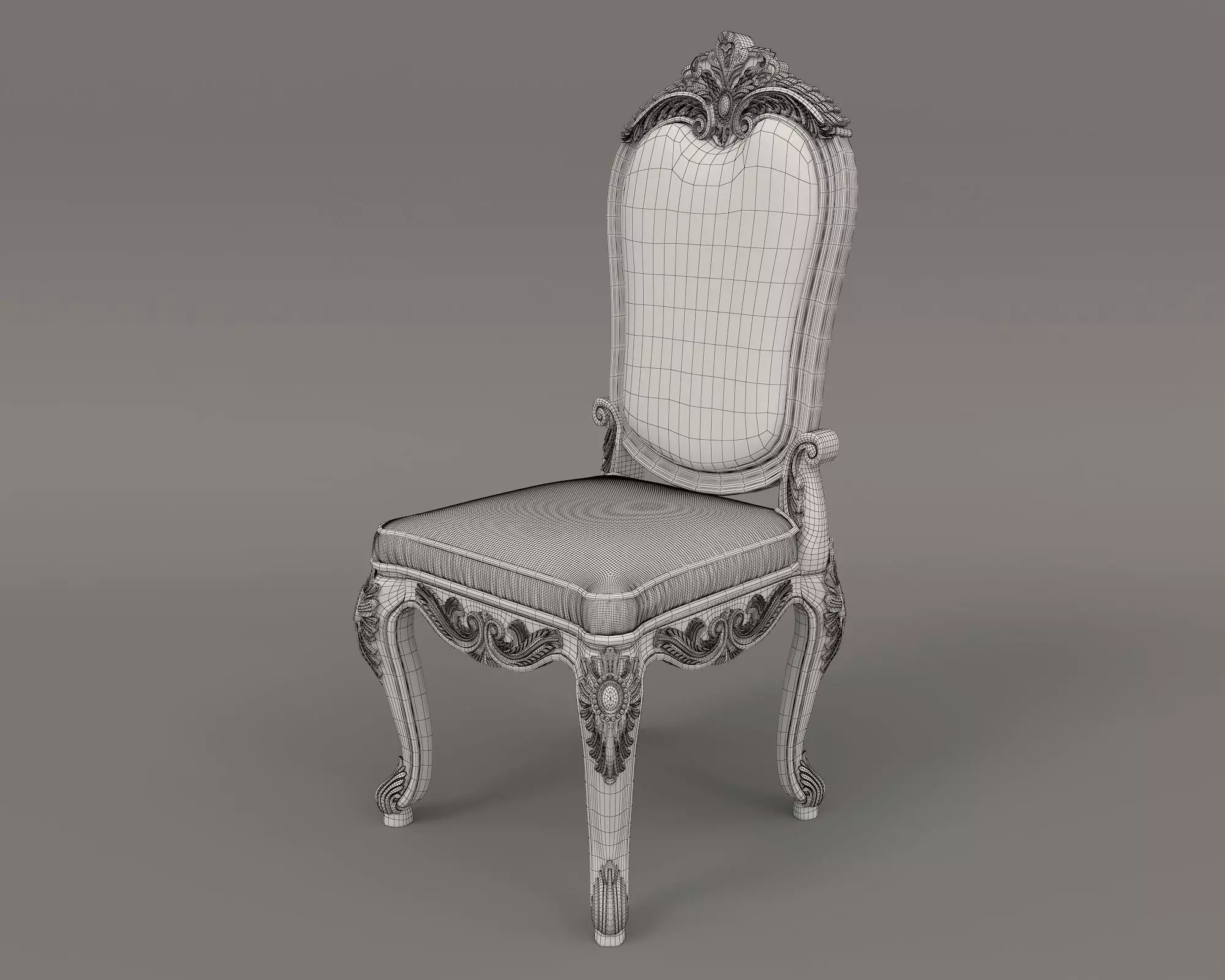 Classic European style Dining Table and Chairs 25 3D model_10