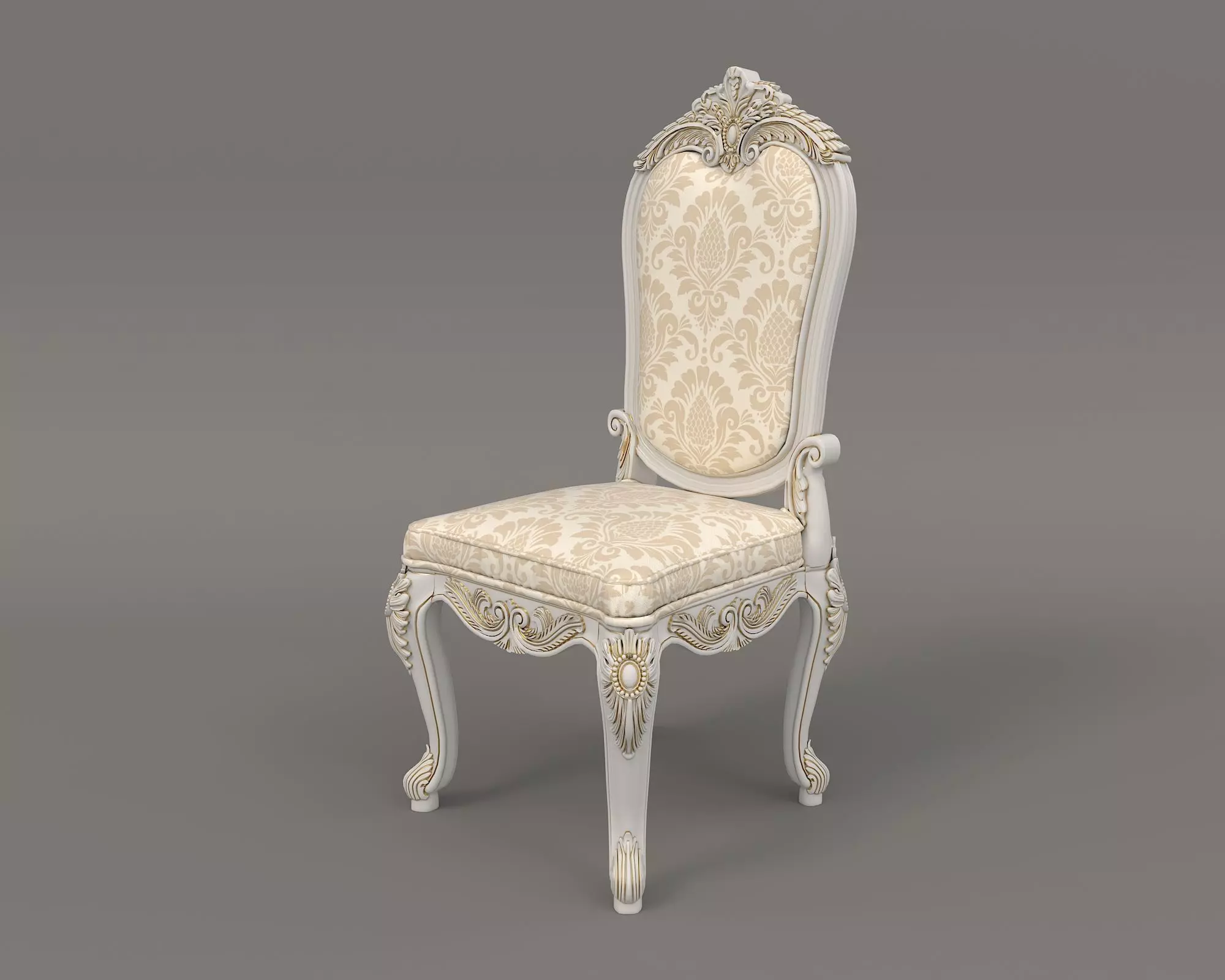 Classic European style Dining Table and Chairs 25 3D model_5