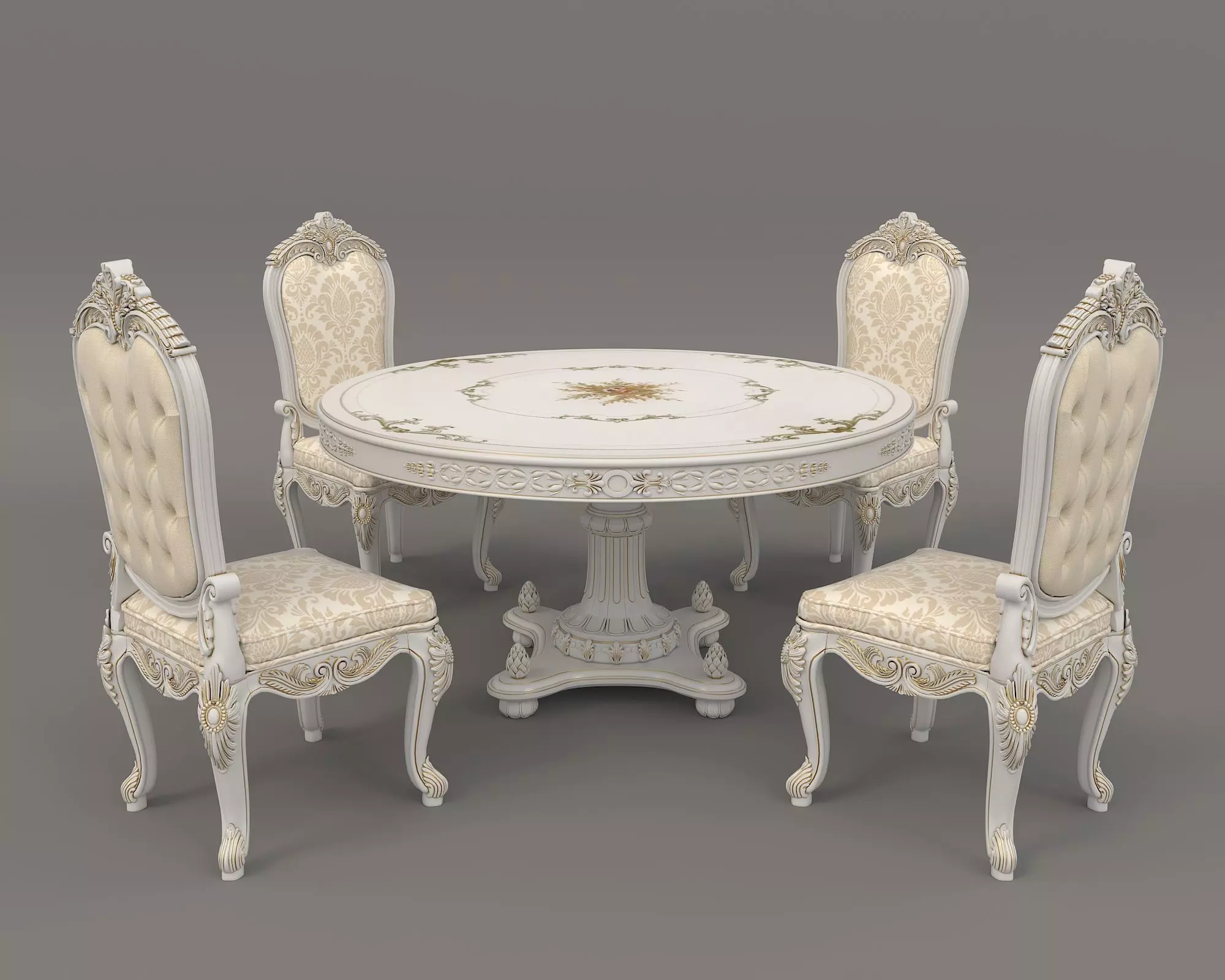Classic European style Dining Table and Chairs 25 3D model_0