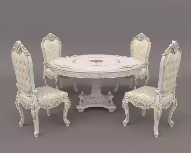 Classic European style Dining Table and Chairs 25