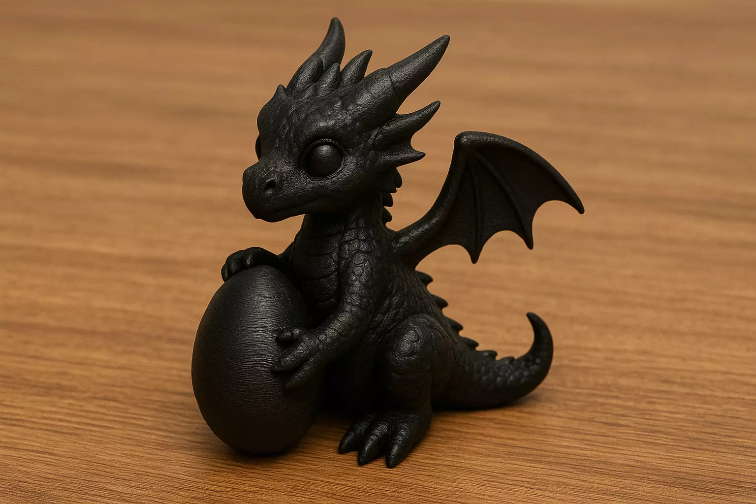 Little Black Dragon With Egg Figure 3D print model_0
