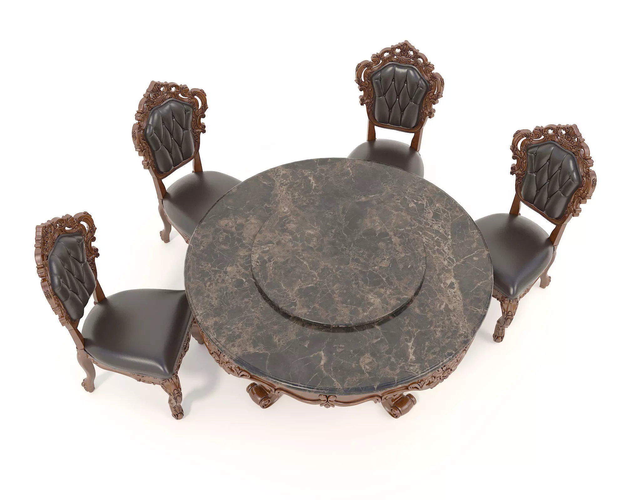 Classic European style Dining Table and Chairs 26 3D model_1