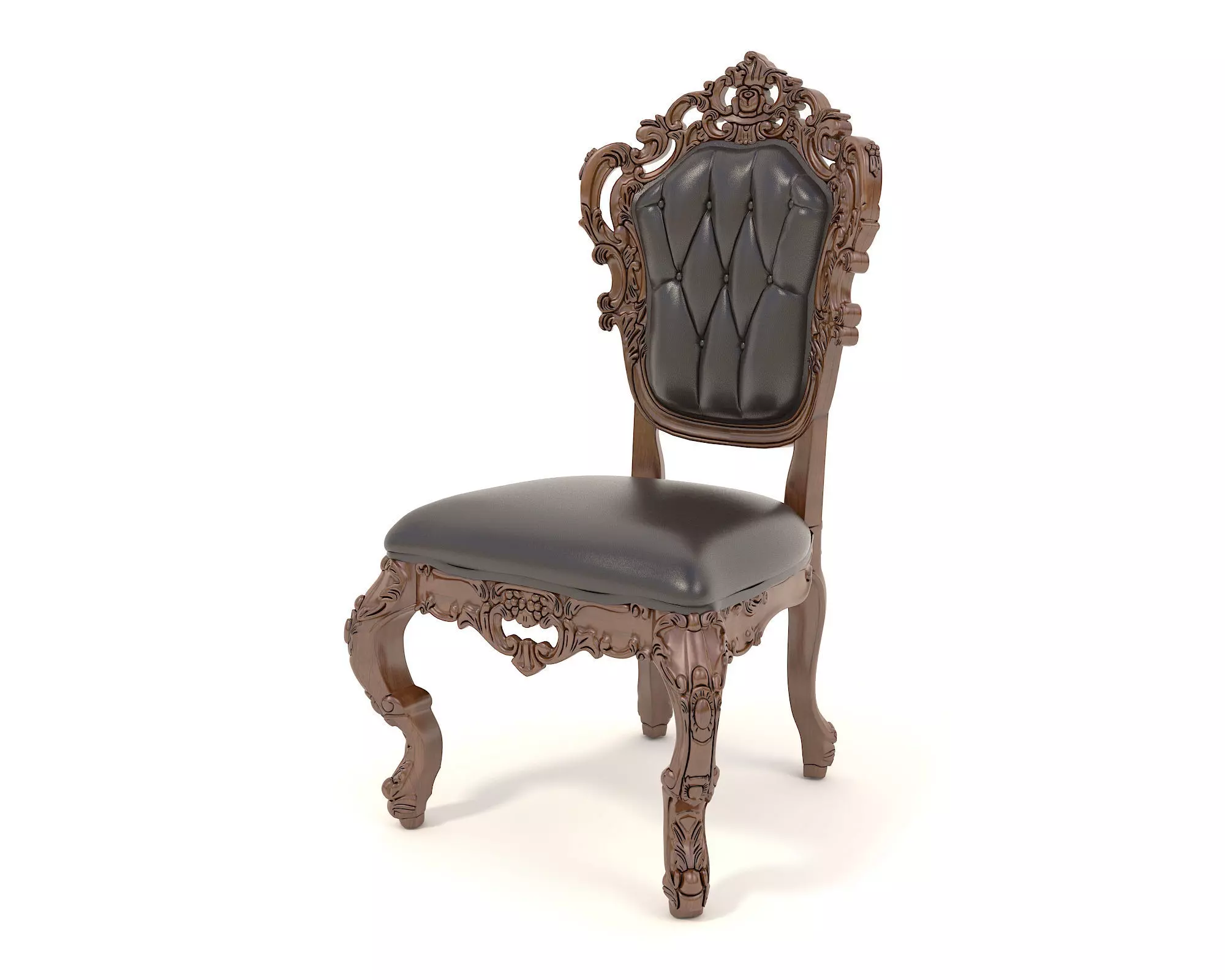 Classic European style Dining Table and Chairs 26 3D model_6