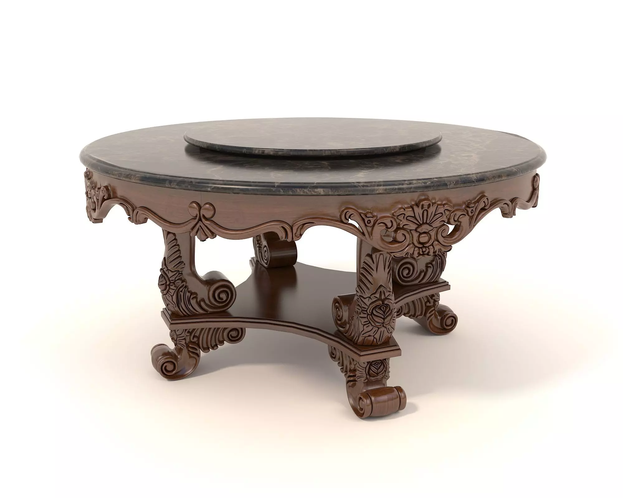 Classic European style Dining Table and Chairs 26 3D model_7