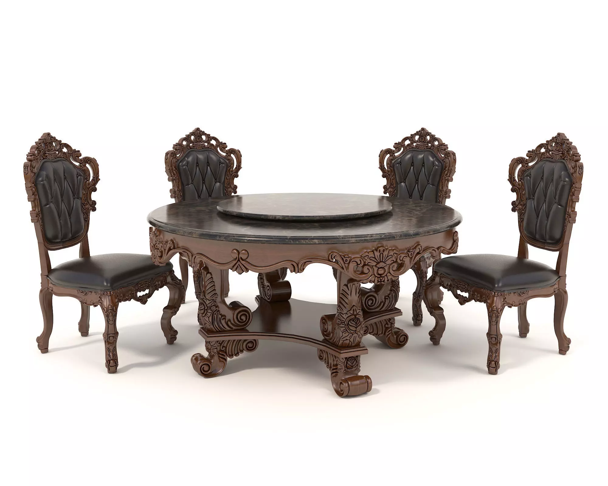 Classic European style Dining Table and Chairs 26 3D model_0