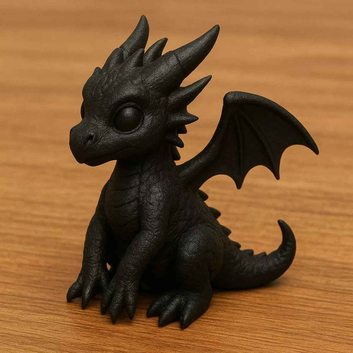 Cute Black Dragon Figurine 3D print model