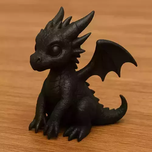 Cute Black Dragon Figurine