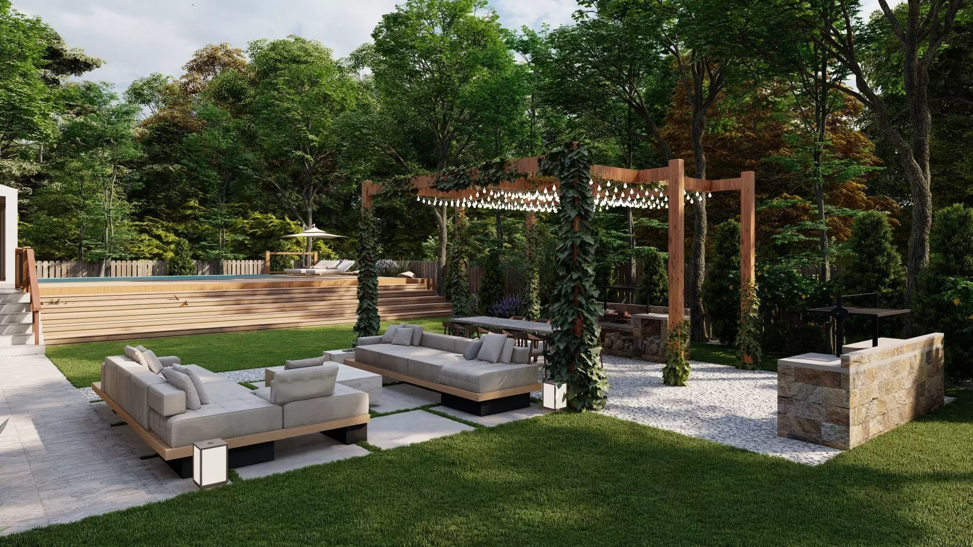 Garden Landscape 3D Model - SketchUp and Lumion Scene 3D model