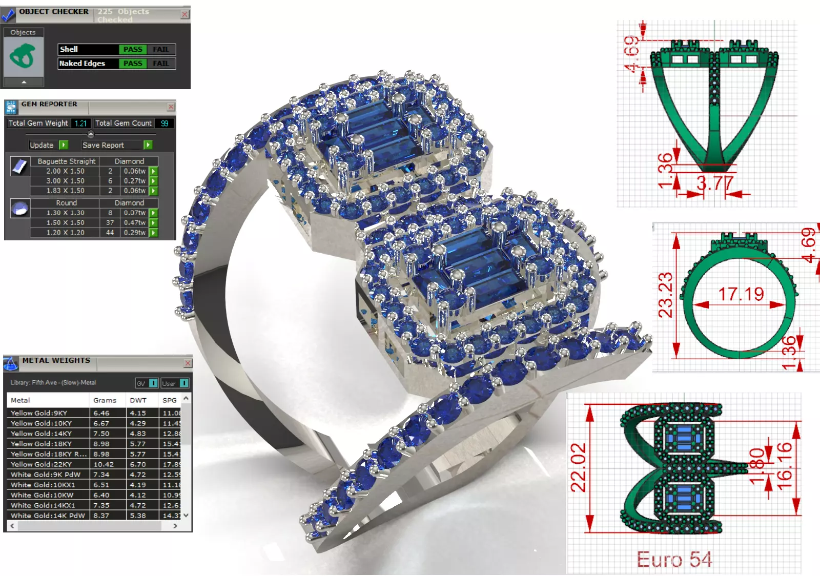 Sapphire and Diamond Double Cocktail Wrap Ring jr00267 3D print model