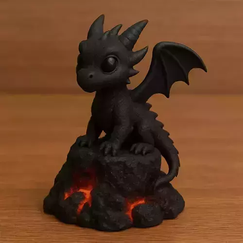 Little Black Dragon on Lava Rock