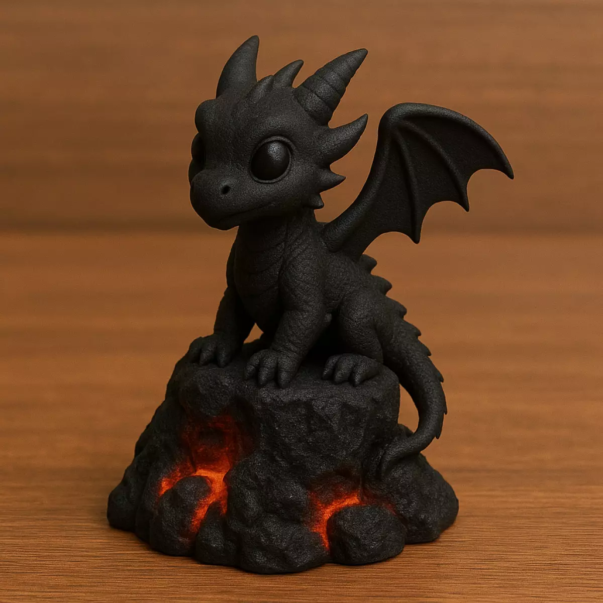 Little Black Dragon on Lava Rock 3D print model_0