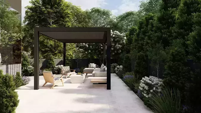 Garden Landscape 3D Model - SketchUp and Lumion Scene