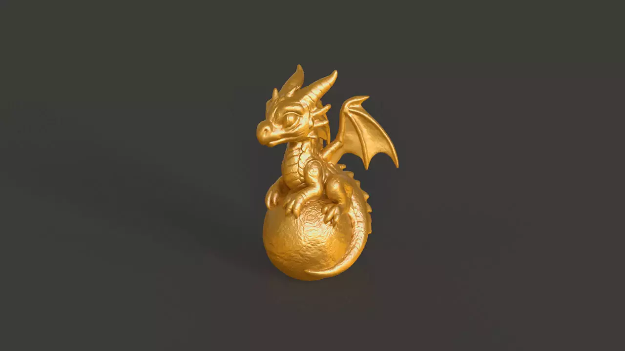 Little Dragon Guarding Gold 3D print model
