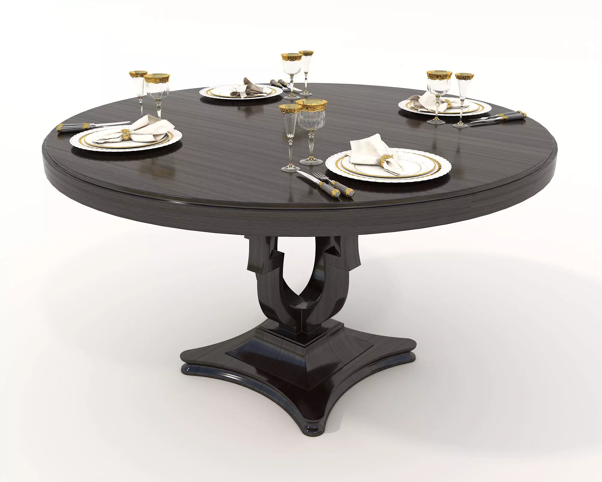 European style Dining Table and Chairs 3 3D model_6