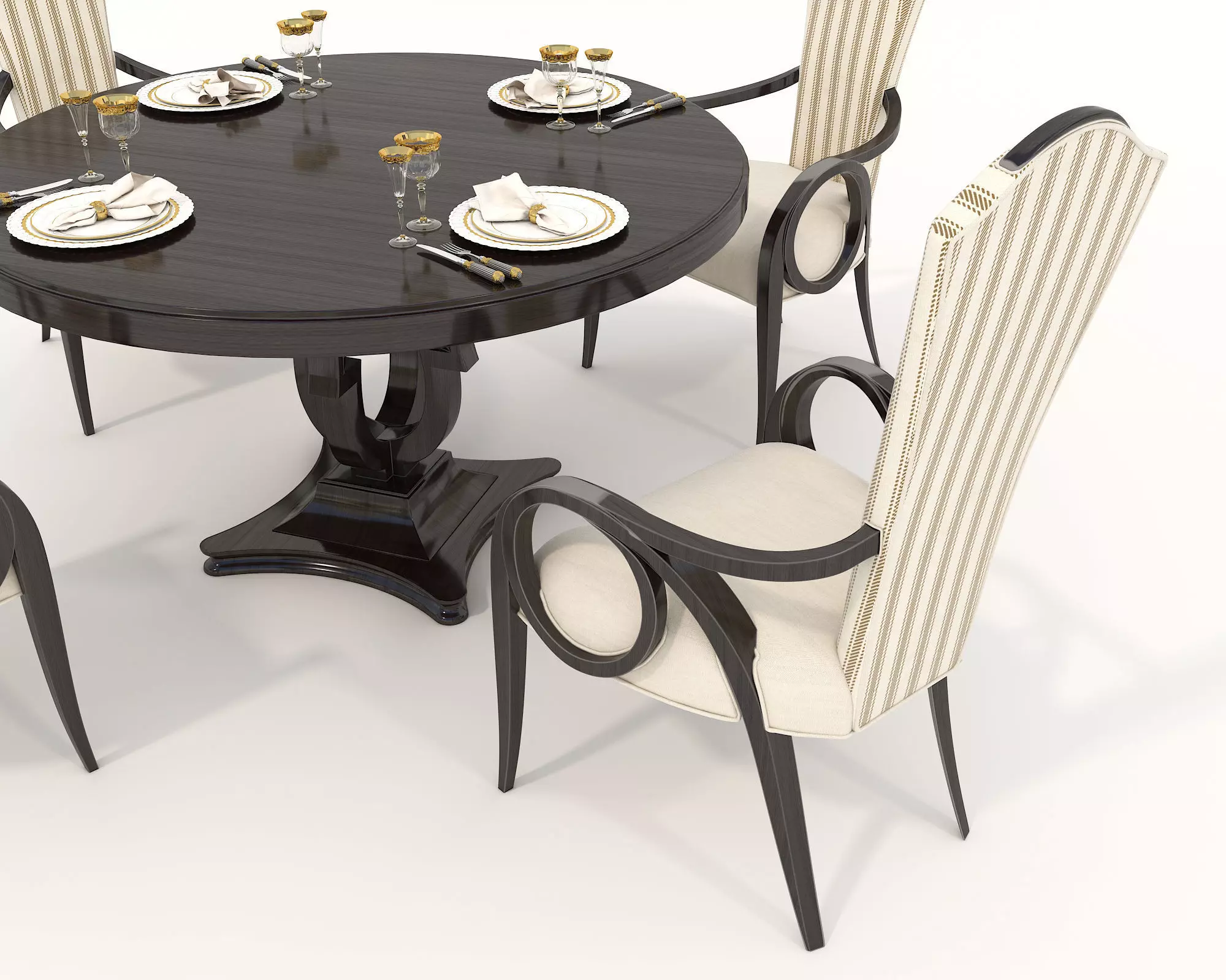 European style Dining Table and Chairs 3 3D model_5