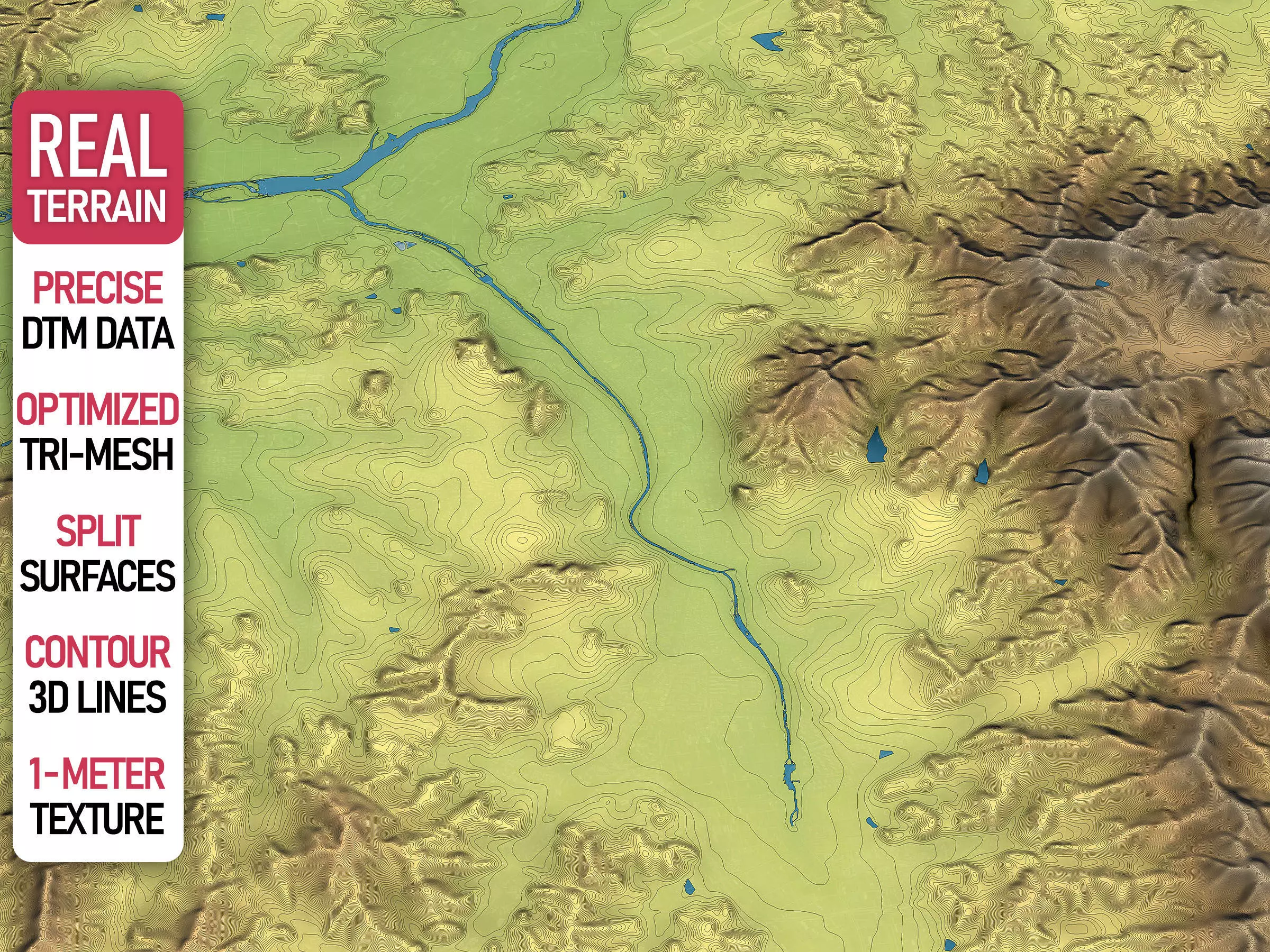 Cheongju - Topography Terrain Low-poly 3D model_0