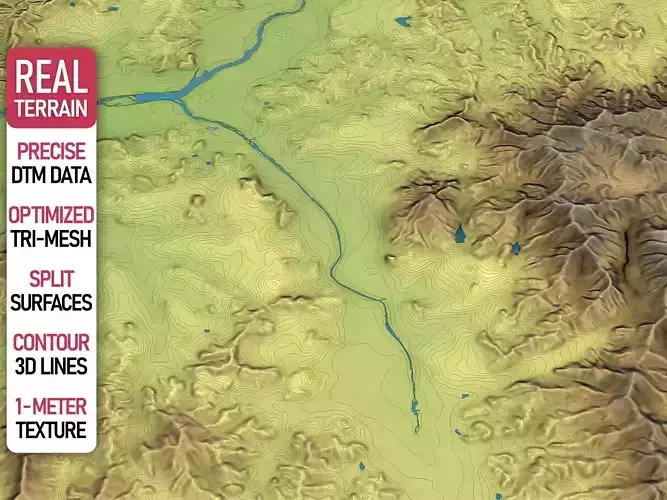 Cheongju - Topography Terrain Low-poly 3D model