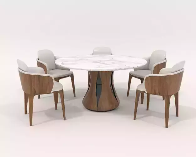Modern Dining Table and Chairs 25 3D model