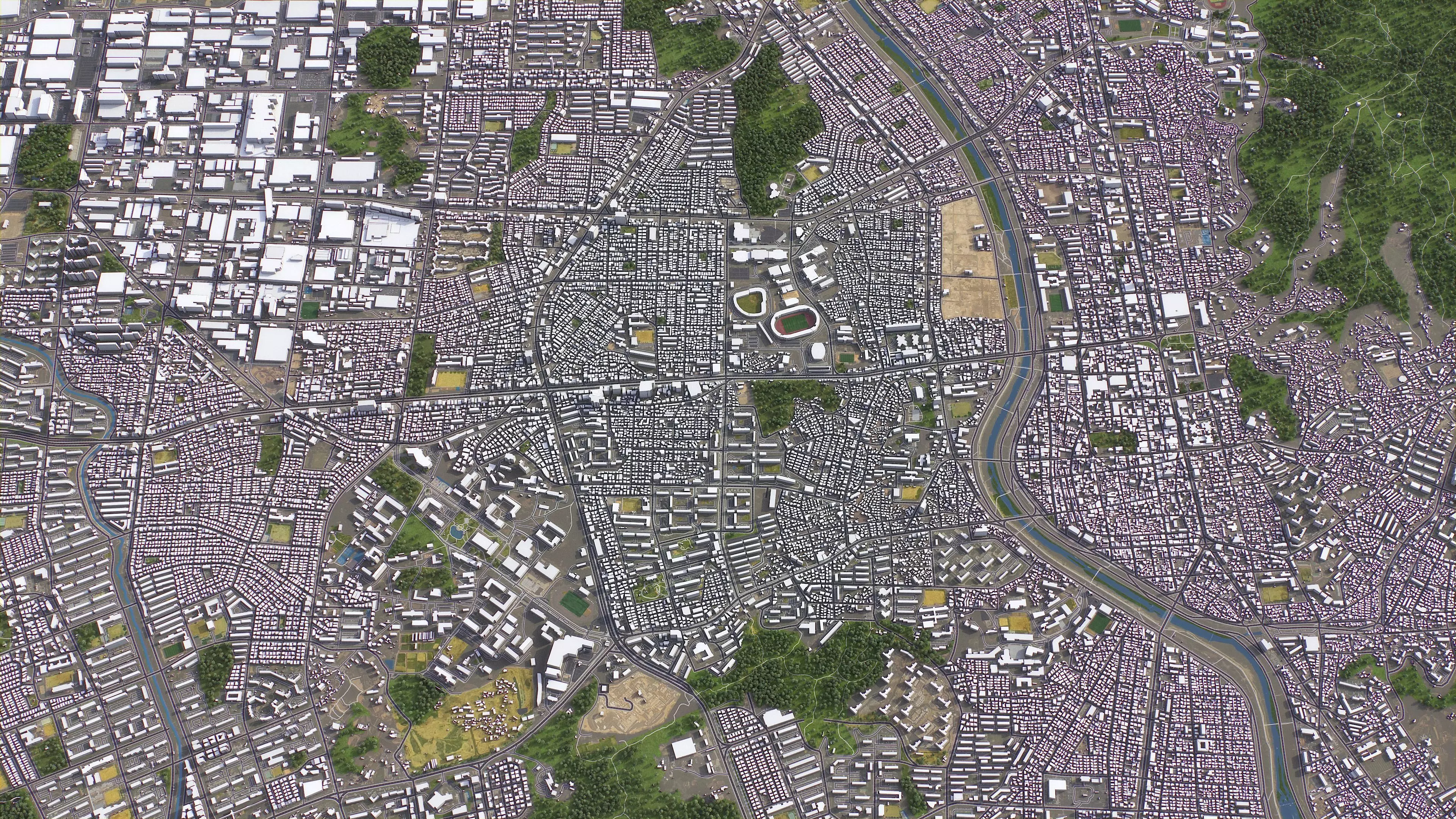 Cheongju - 3D City Topography Terrain 3D Model Collection_1