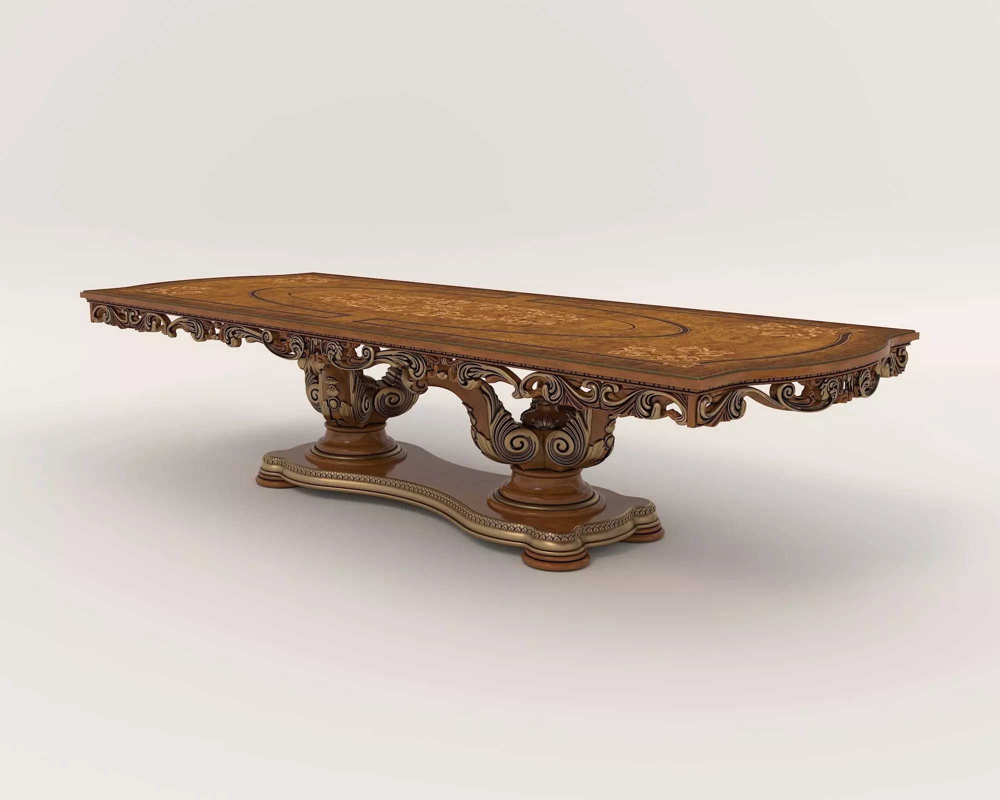 Classic European style Dining Table and Chairs 27 3D model_9