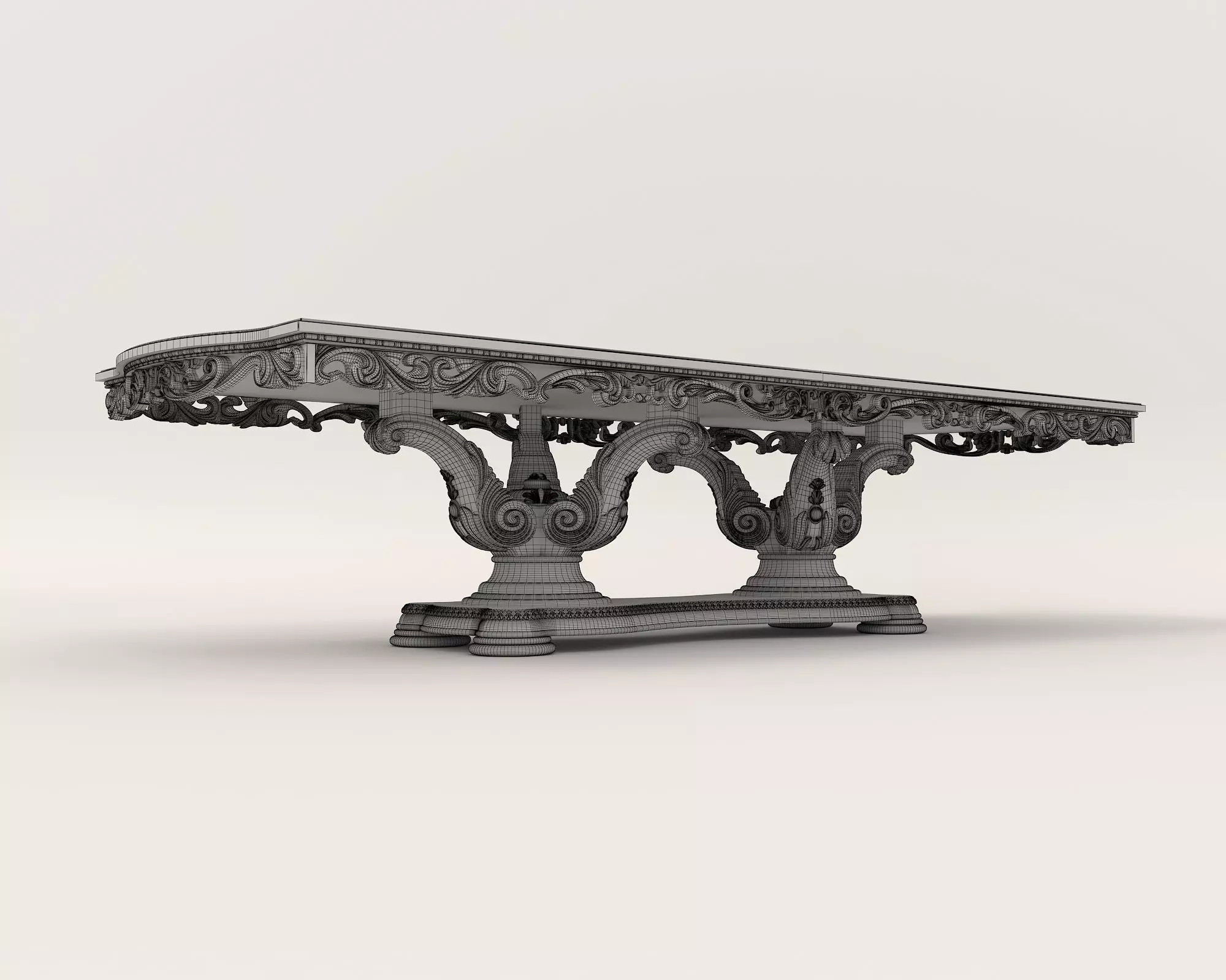 Classic European style Dining Table and Chairs 27 3D model_12