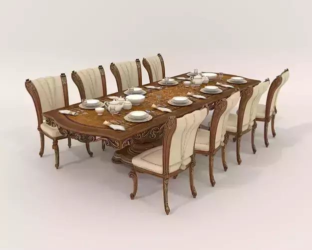 Classic European style Dining Table and Chairs 27