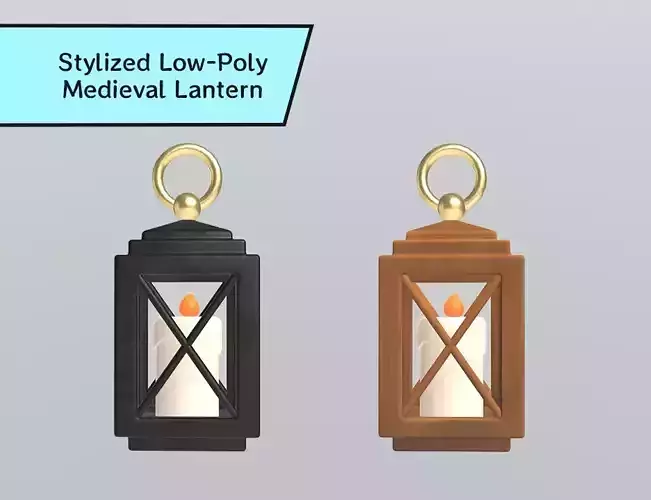Stylized Low-Poly Medieval Lantern Low-poly 3D model