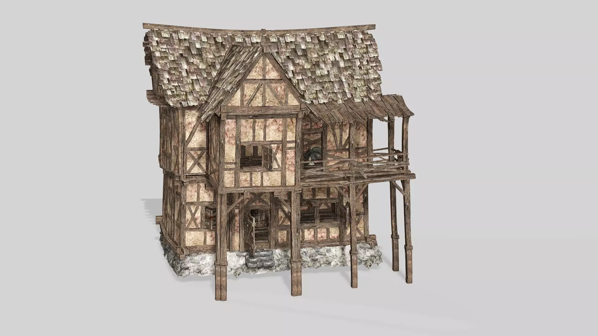 Thatch Hut House 05 For Games and Films 3D Model Low-poly 3D model_8