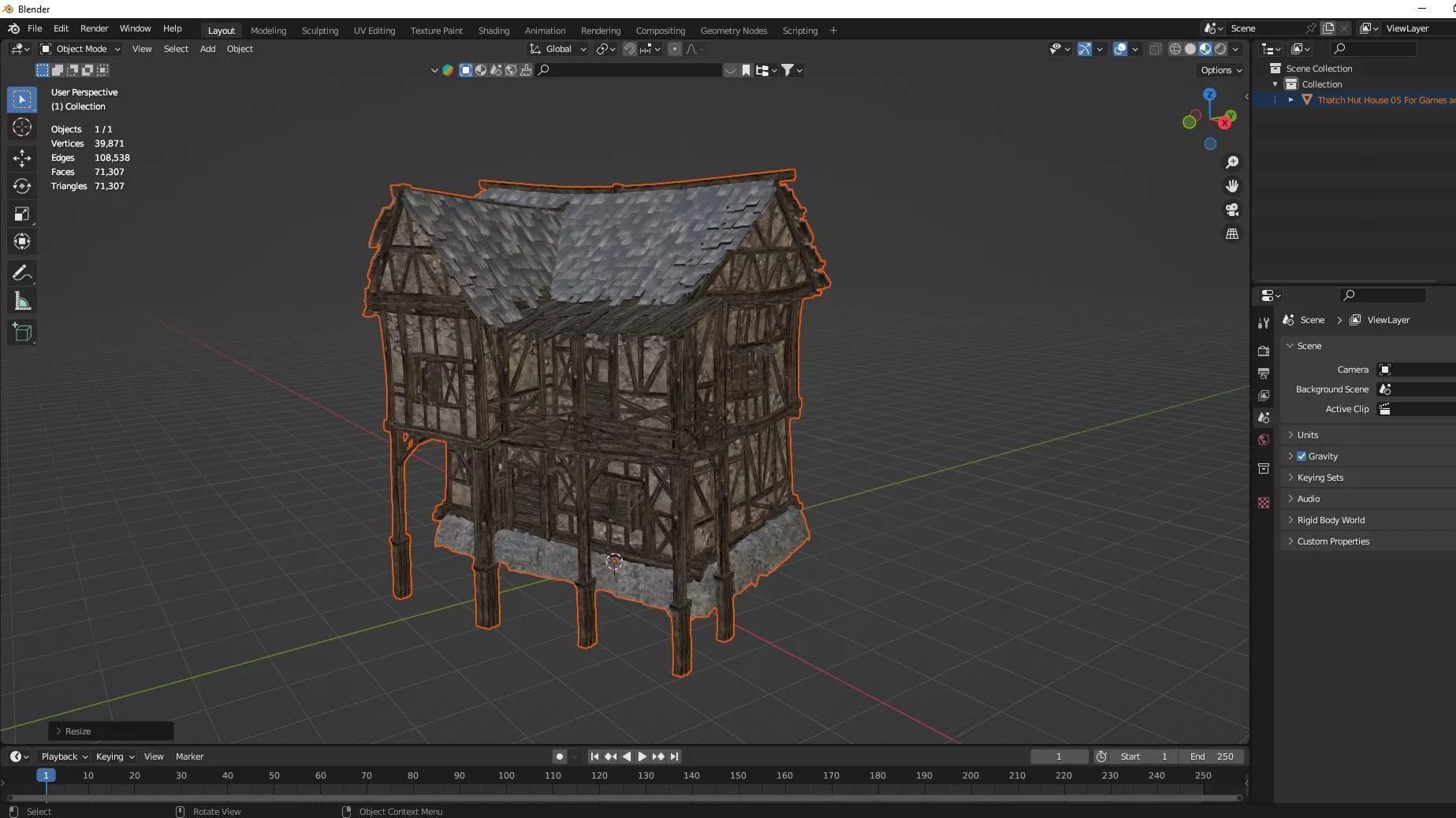 Thatch Hut House 05 For Games and Films 3D Model Low-poly 3D model_9