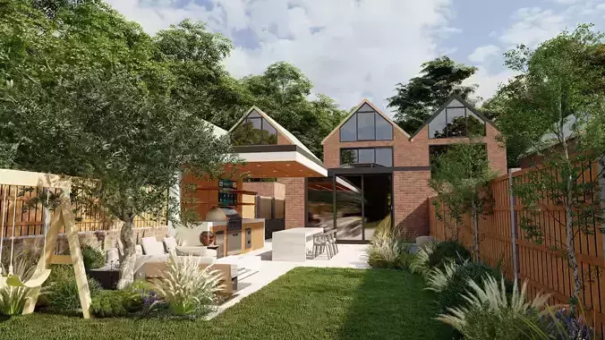 Garden Landscape 3D Model - SketchUp and Lumion Scene 