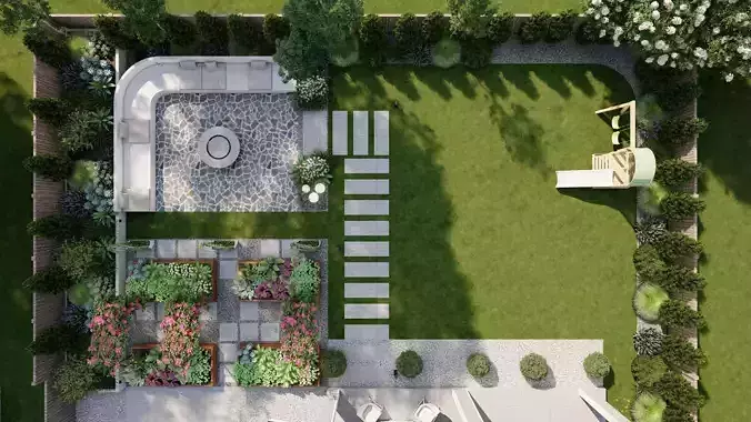 Garden Landscape 3D Model - SketchUp and Lumion Scene 3D 