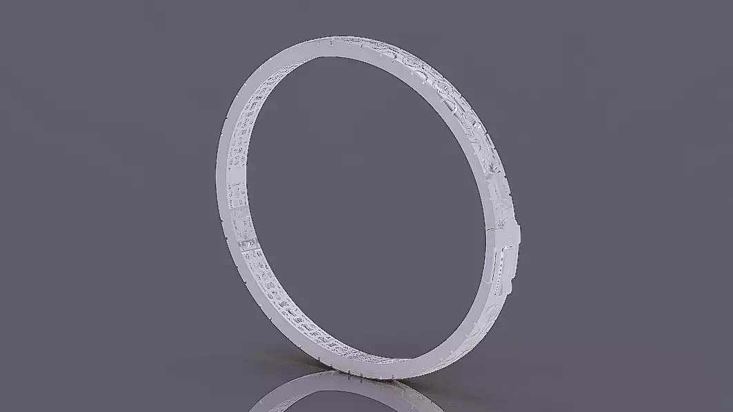 Luxury Gold Bracelet with Geometric Pattern 3D print model_13