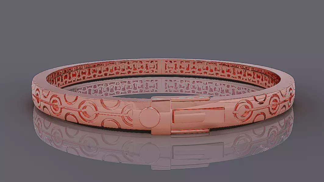 Luxury Gold Bracelet with Geometric Pattern 3D print model_9