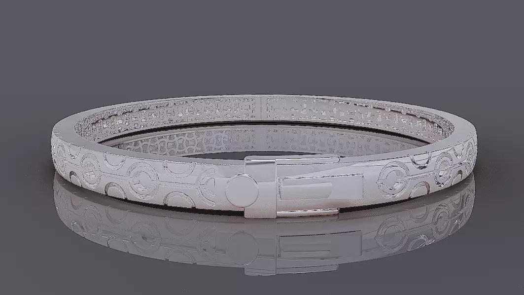 Luxury Gold Bracelet with Geometric Pattern 3D print model_11