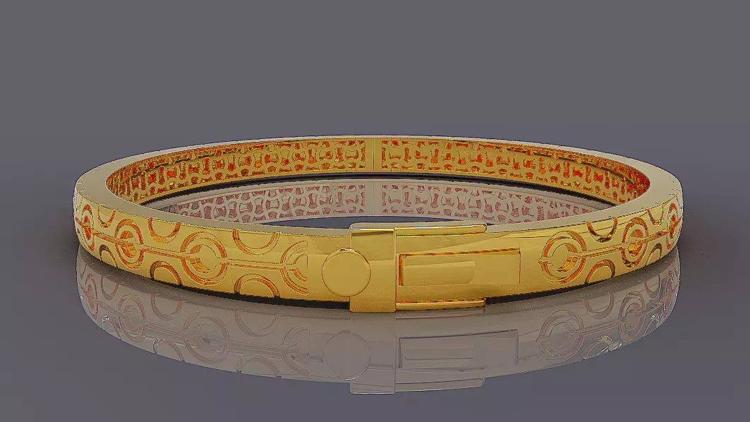 Luxury Gold Bracelet with Geometric Pattern 3D print model_2