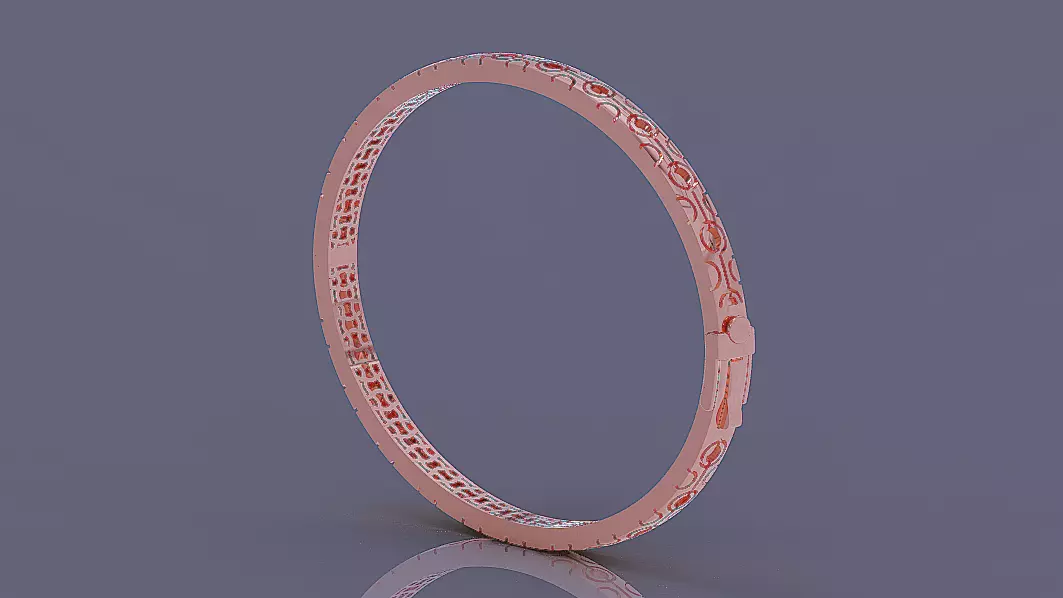 Luxury Gold Bracelet with Geometric Pattern 3D print model_6