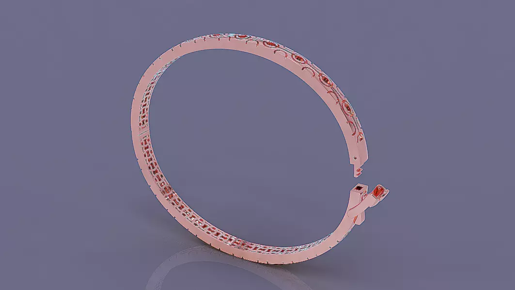 Luxury Gold Bracelet with Geometric Pattern 3D print model_8