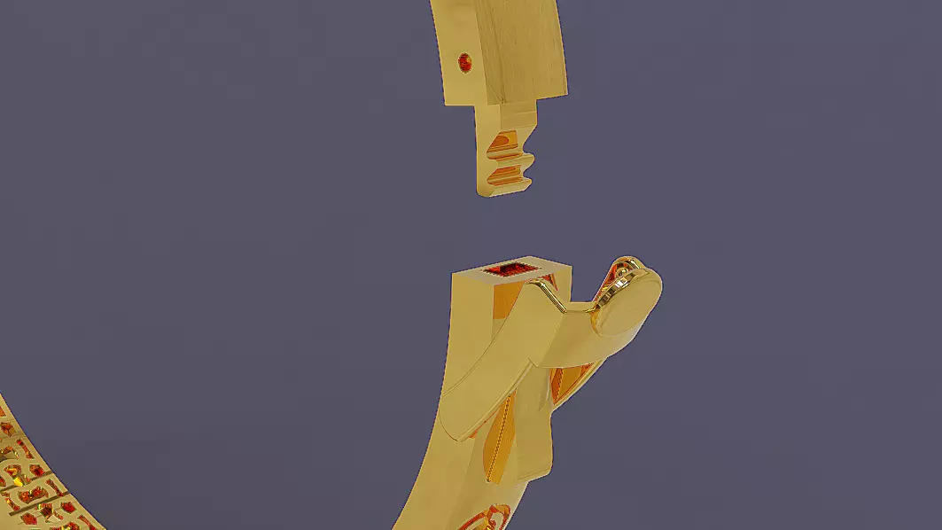 Luxury Gold Bracelet with Geometric Pattern 3D print model_4