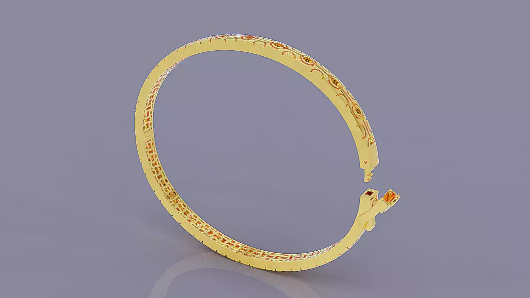 Luxury Gold Bracelet with Geometric Pattern 3D print model_3
