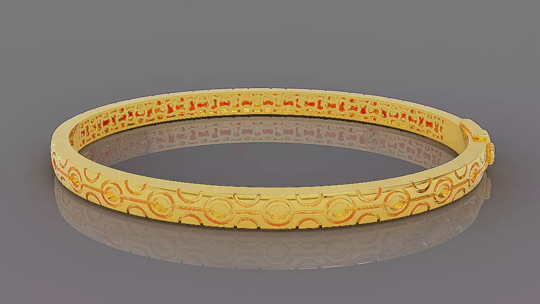 Luxury Gold Bracelet with Geometric Pattern 3D print model_1