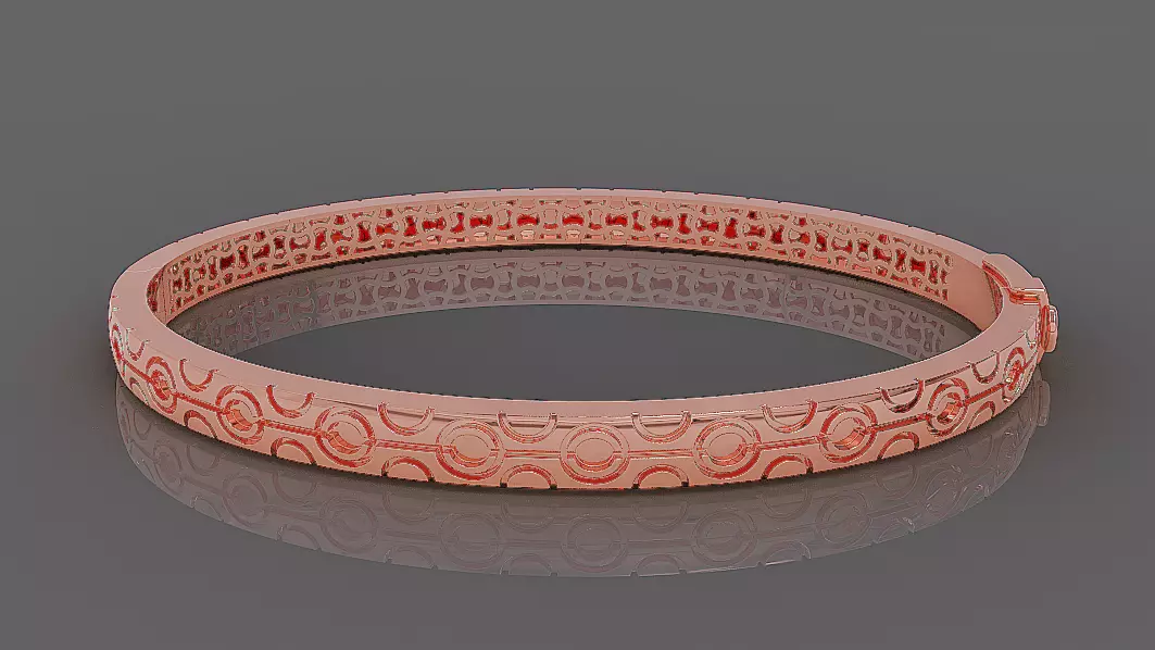 Luxury Gold Bracelet with Geometric Pattern 3D print model_7