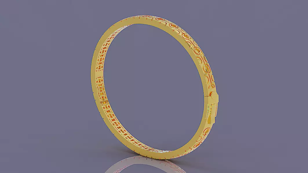 Luxury Gold Bracelet with Geometric Pattern 3D print model_0