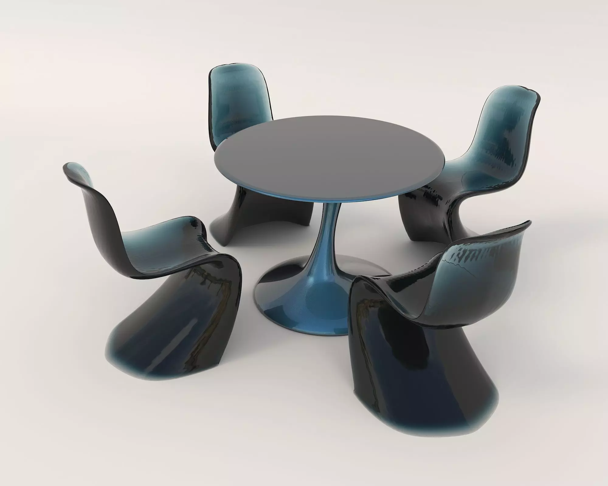 Modern Dining Table and Chairs 26 3D model_2