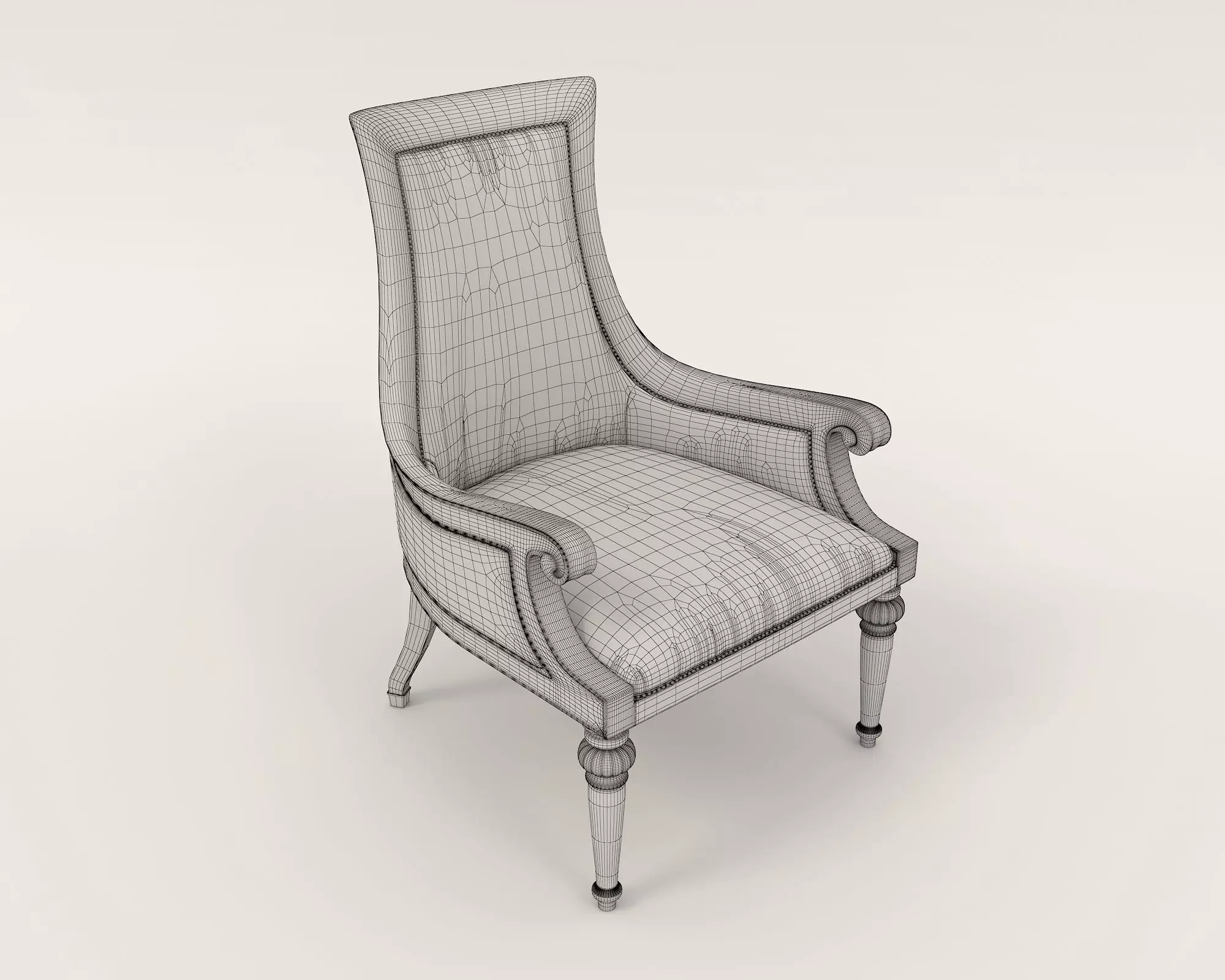 Indochina style Dining Table and Chairs 3D model_10