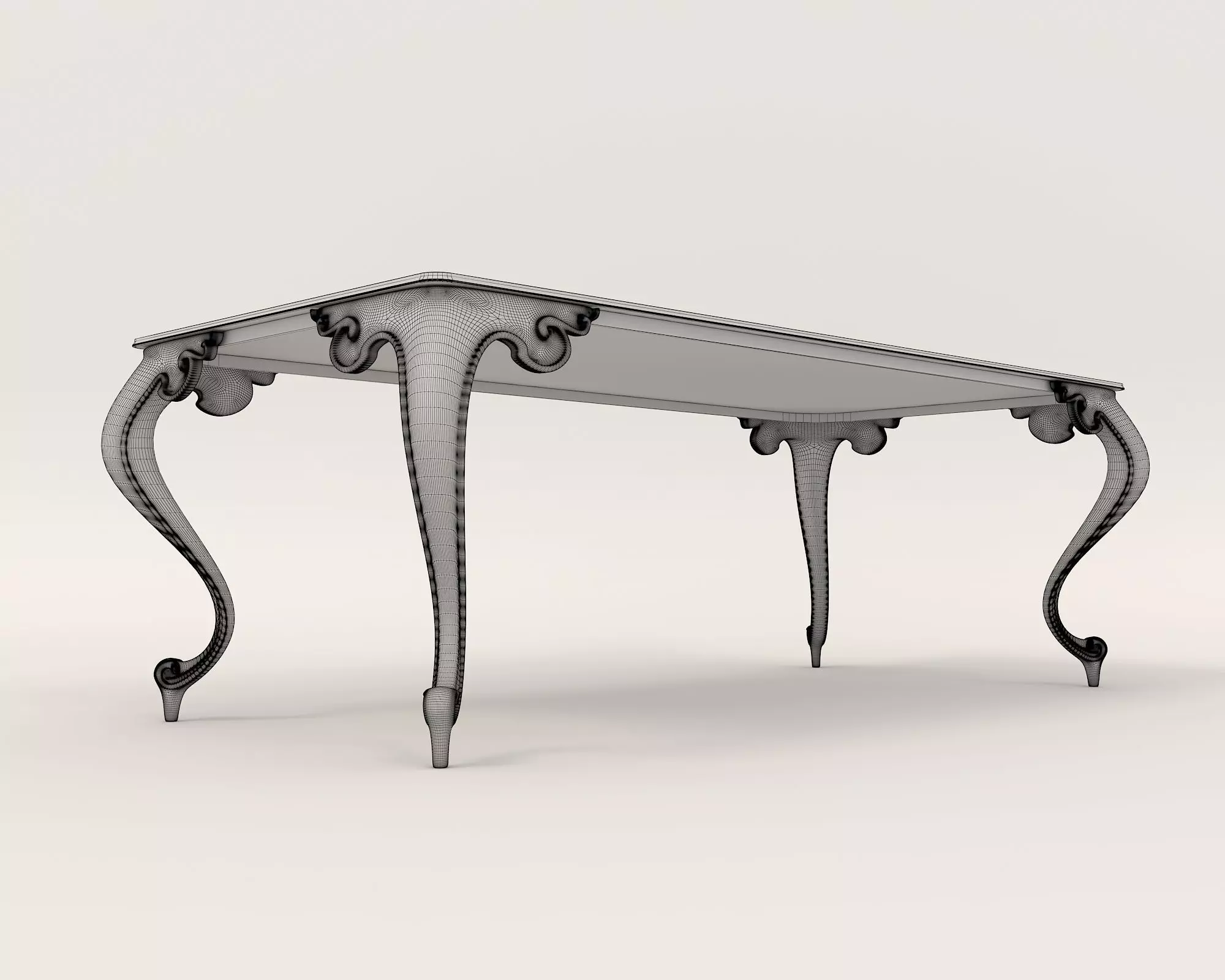Indochina style Dining Table and Chairs 3D model_11