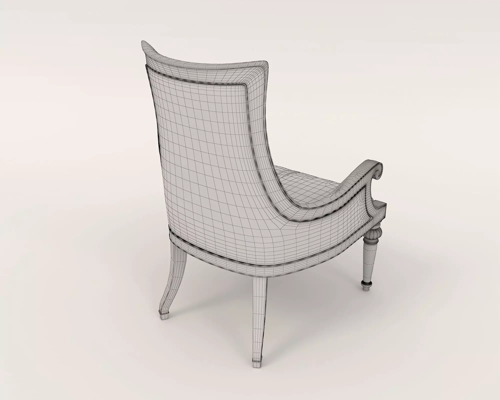 Indochina style Dining Table and Chairs 3D model_12